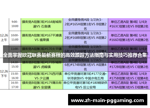 全面掌握欧冠联赛最新赛程的高效跟踪方法指南与实用技巧推荐合集